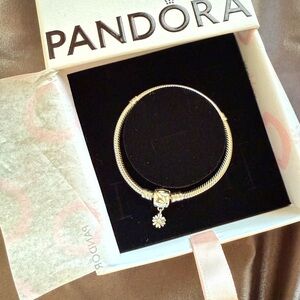 Pandora Silver Bracelet with Daisy  Charm